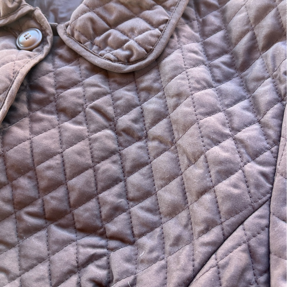 VTG‎ (90s) Chocolate Brown Quilted Barn Coat Marvin Richards Equestrian Sz L - Picture 6 of 14
